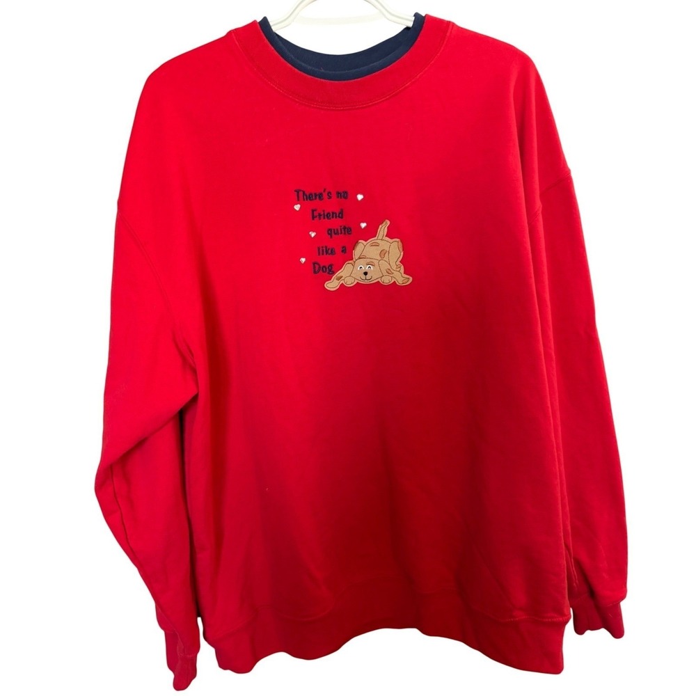VTG  Dog Friend Sweatshirt 1X M&C Sportswear Red Grandma Retro 
Embroidered‎ Big - Picture 2 of 8